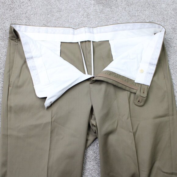 Zanella Todd Dress Pants NWT Mens 42 Beige 100% Wool Flat Front Unhemmed - Picture 10 of 12